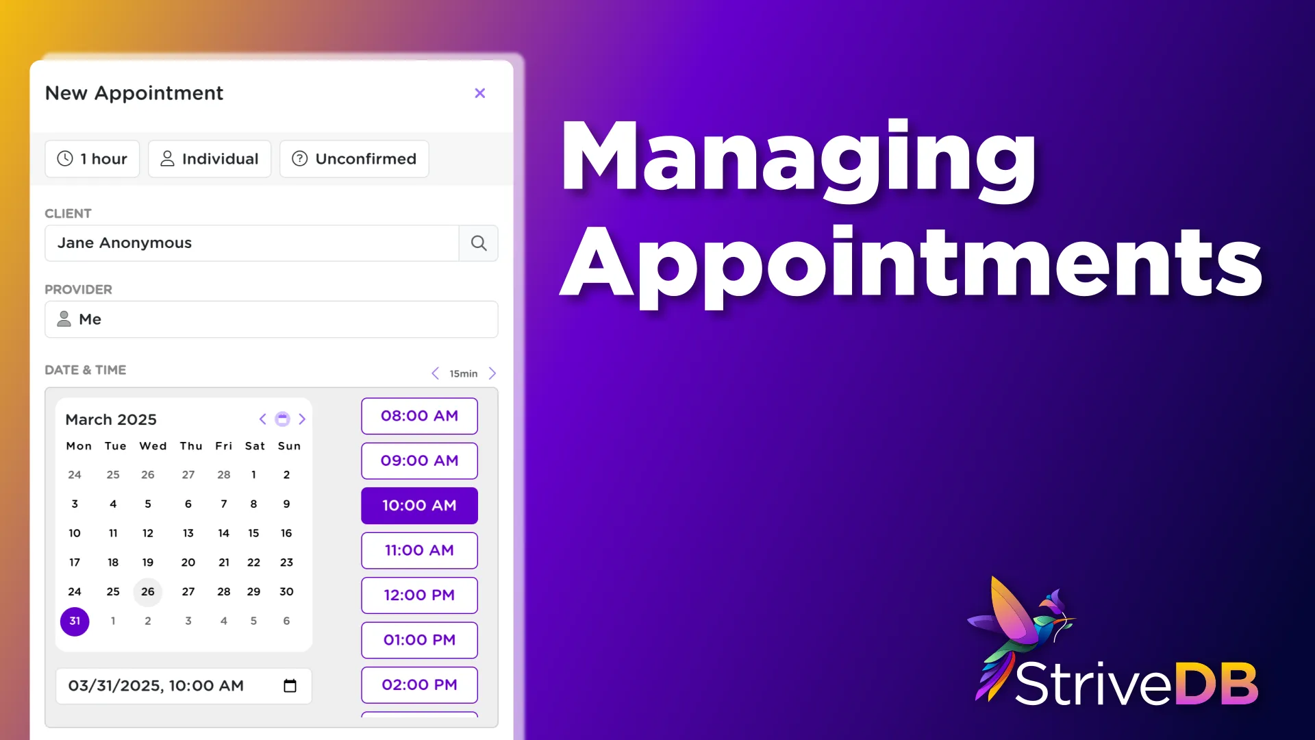Managing Appointments in StriveDB