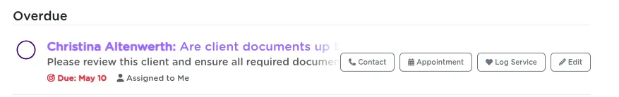 The context method panel in StriveDB showing how completing a related action can automatically resolve a follow-up