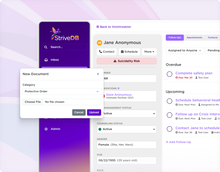 StriveDB case management interface